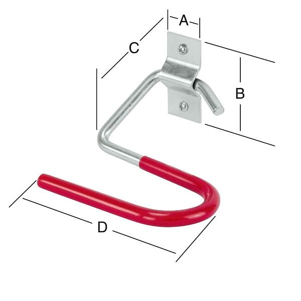 Vormann Skihalter 40 x 60 x 70 mm, verzinkt, rot gummiert, 001467001BL