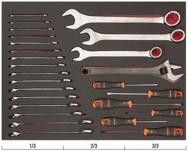 Bahco 3/3 Einlage, Schraubenschlüssel, Rollgabelschlüssel und Schraubendreher, 26-teilig, FF1A117