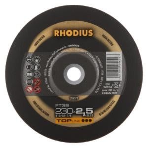 Rhodius TOPline FT38 Freihandtrennscheibe, Durchmesser [mm]: 230, Stärke [mm]: 2.5, Bohrung [mm]: 22.23, VE: 25 Stück, 206373