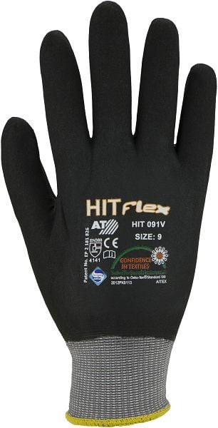 ASATEX HITflex Feinstrickhandschuh, vollbeschichtet, Nitril-Mikroschaumbeschichtung, Farbe: grau/schwarz, VE: 120 Paar Größe: 11, HIT091V-11