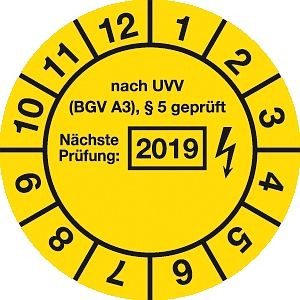 Moedel Prüfplakette Nächste Prüfung: 2019, Dokumentenfolie, Ø 30 mm, VE: 10 Stück/Bogen, 55346