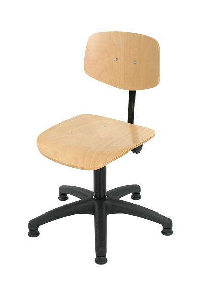 Lotz Arbeitsstuhl, Gasfeder Sitz und Rücken Buche, Kunststoff-Fußkreuz mit Gleiter, Sitztiefenverstellung, Sitzhöhe 400-600 mm, 6130.02