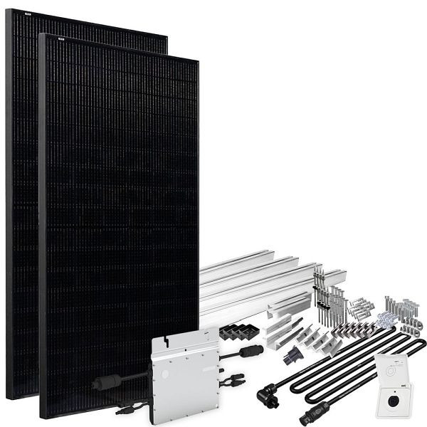 Offgridtec Solar-Direct 860W HM-800 Balkonkraftwerk Full Black Einspeisesteckdose - 5m - Montageset Stockschrauben, 4-01-016030-043