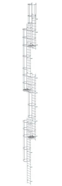 Munk Günzburger Steigtechnik Mehrzügige Steigleiter mit Rückenschutz (Notleiter) Aluminium blank 19,96m, 510270