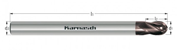 Karnasch VHM 3D-Radiusfräser EXOTIC d= 12,0 / r= 6,0 / L1= 75 INOX-F², 3074861200075