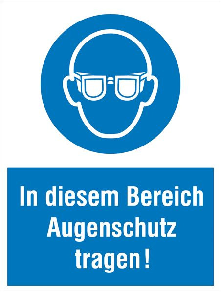 SafetyMarking Gebots-Kombischild, In diesem Bereich Augenschutz tragen!, BxH 30x40 cm, Kunststoff (Hart-PVC), 43.A7025