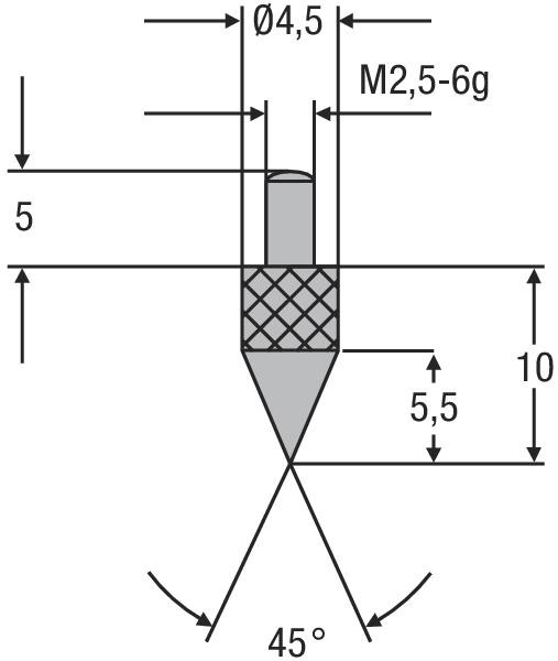 HELIOS PREISSER Messeinsatz, M2, 5mm, Spitze, 45°, 710164