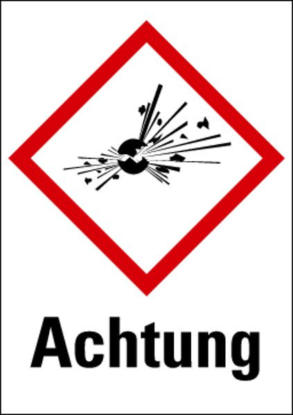 Schilder Klar Gefahrstoffkennzeichnung Achtung Explosionsgefährlich, Etiketten einzeln, 37x52 mm Folie selbstklebend, 469/61