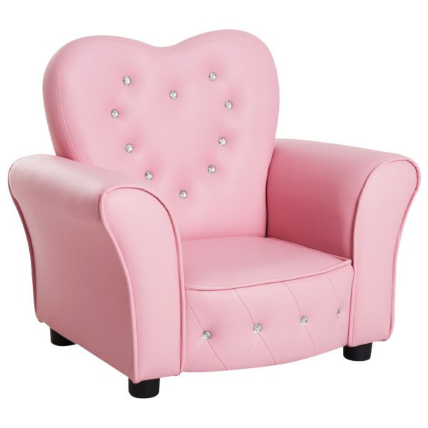 HOMCOM Kindersofa Kindersessel Prinzessin Minisofa Kinderzimmer Sofa herzförmig, 310-025