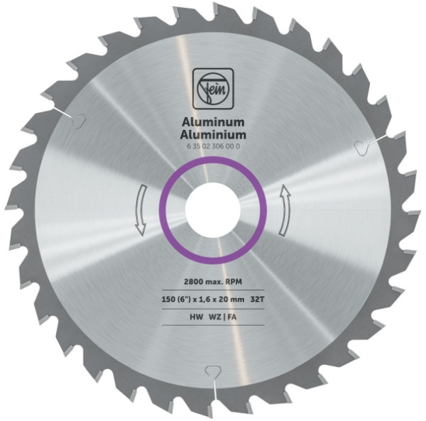 Fein Handkreissägeblatt für Aluminium und weitere Nichteisenmetalle, 63502306000