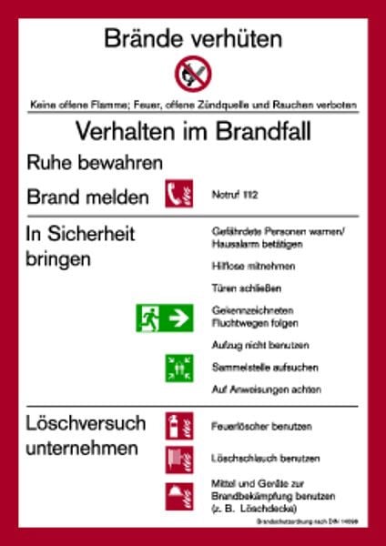 Schilder Klar Aushang Brandschutzordnung Teil A, 210x297x1.5 mm Kunststoff langnachleuchtend, 1100/91