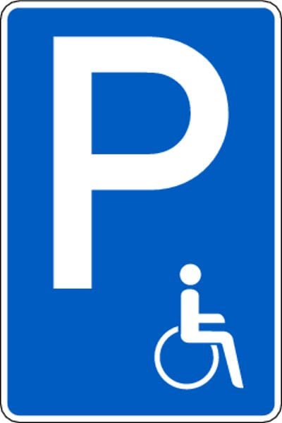 Schilder Klar Parkplatzschild für Pfostenmontage Rollstuhlfahrer / Behinderte, 420x630x2 mm Aluminium 2 mm, 314/53