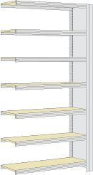 Regalwerk BERT-Archivregal Vollblech-Seitenwand - Anbaufeld HxBxT 2500x875x300mm 7 Fachebenen Paneel mit 16mm Spanplatten, B3-52209-30