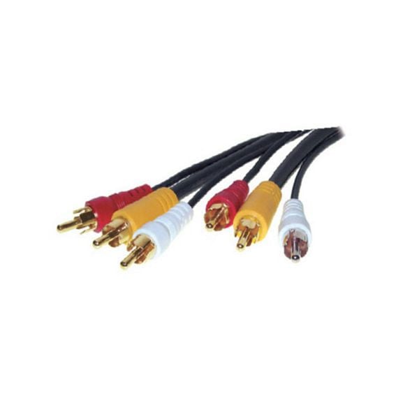 S-Conn 3 Cinchstecker auf 3 Cinchstecker, 1xVideo, 2xAudio, vergoldet, 2,0m, 90024-G