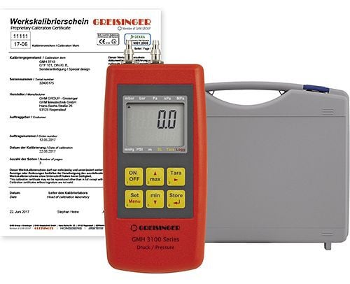 Greisinger GMH 3161-12-WPD5 Komplettangebot mit ISO-Kalibrierschein ISO-WPD5 und Koffer GKK 3000, 602685