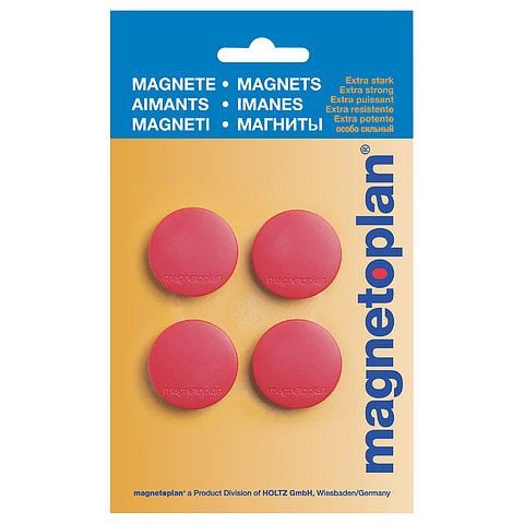 Magnetoplan Magnet Discofix Standard auf Blisterkarte, Farbe: rot, VE: 4 Stück, 16642406