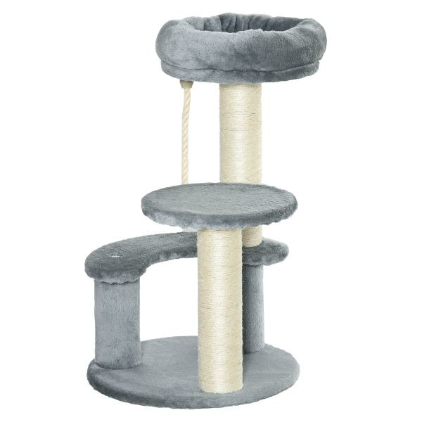 PawHut Katzenbaum Kletterbaum Spielbaum Katzenbett Katzenkratzbaum Grau, D30-202GY