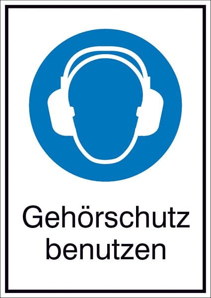 SafetyMarking Gebots-Kombischild, Gehörschutz benutzen, BxH 13,1x18,5 cm, Folie, selbstklebend, 21.A7080