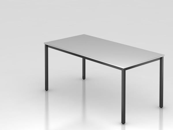 Hammerbacher Besprechungstisch 160x80cm Grau/Schwarz eckig, Rechteckform, VDQ16/5/D