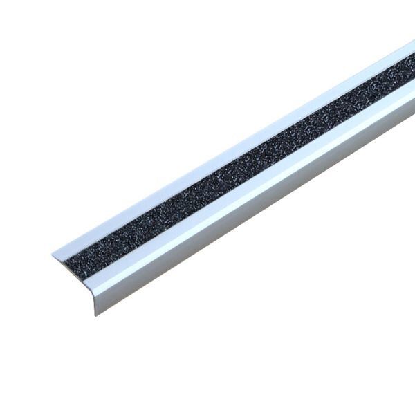 Mehlhose Antirutschtreppenkantenprofil Aluminium mit m2 Antirutschbelag, GlitterGrip schwarz 53x1000x31mm, ATM8SF2