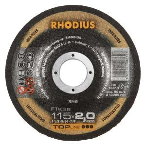 Rhodius TOPline FTK38 Freihandtrennscheibe, Durchmesser [mm]: 115, Stärke [mm]: 2, Bohrung [mm]: 22.23, VE: 25 Stück, 207440