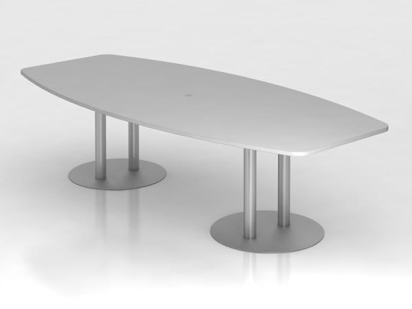 Hammerbacher Konferenztisch 280cm Säulenfuß, Grau/Silber, tonnenförmig, VKT28S/5/S