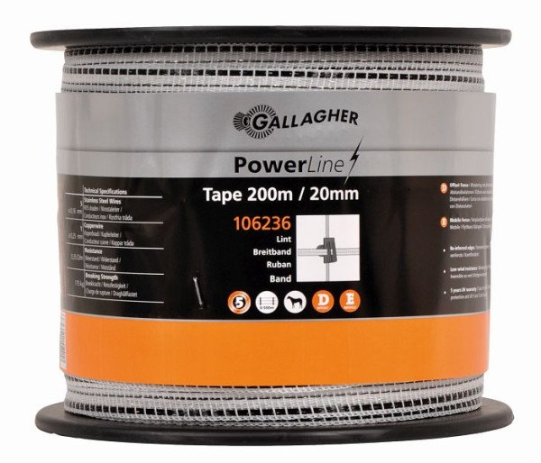 Gallagher PowerLine Breitband 20mm 200m weiß, 106236