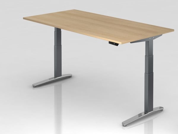 Hammerbacher Sitz-Steh-Schreibtisch elektrisch 200x100cm Eiche/Graphit, poliert, Rechteckform, VXBHM2E/E/GC