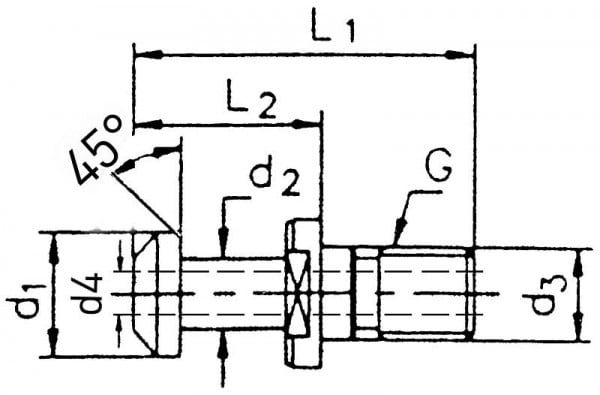 MACK Anzugsbolzen MAS-BT 50, 45°, M24, mit Bohrung, 13-9882A-50-45