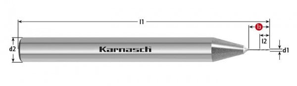 Karnasch Micro-VHM-Präzisionsreibahle HSR d= 0,595 / L3=5,0 mm Z=4 Schaft HA linksspirale, rechtsschneidend, 2214500595