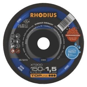 Rhodius TOPline XT200 Extradünne Trennscheibe, Durchmesser [mm]: 150, Stärke [mm]: 1.5, Bohrung [mm]: 22.23, VE: 25 Stück, 210231