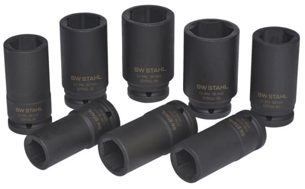 SW-Stahl IMPACT-Steckschlüsseleinsätze, 3/4", 22-38 mm, tief, 8-teilig, 07910L