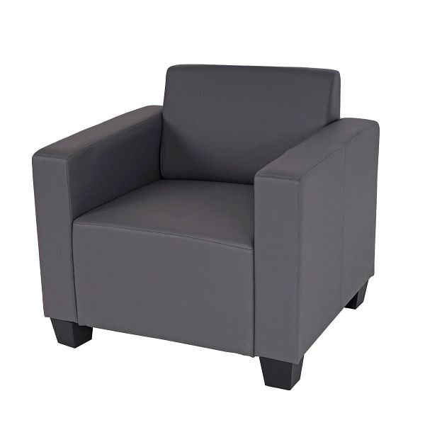 Mendler Sessel Loungesessel Lyon, Kunstleder, dunkelgrau, 75179