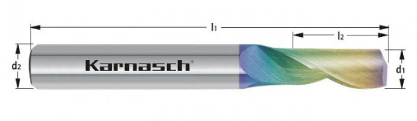 Karnasch VHM-Einzahn-Schaftfräser ALU d= 8,0 / L2= 20,0 / d2= 8 NHC-7000, 307320080020008