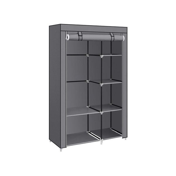 SONGMICS Stoffschrank mit Kleiderstange, Grau, RYG085G02