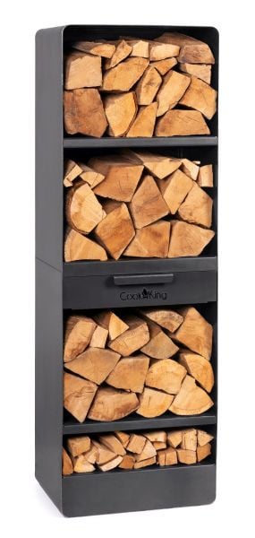 CookKing Stahl Kaminholzregal Vento, Schwarz, 40x30x120 cm, CK3030