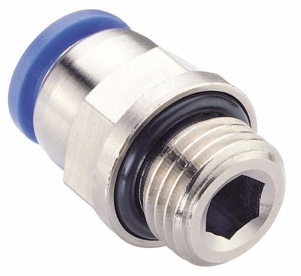 timmer B-GE-10-1/2-MSv-bl, Gerade Einschraubverschraubung zylindrisch mit O-Ring-Abdichtung, Schlauch-Ø: 10 mm, Gewinde: 1/2", VE: 10 Stück, 03016116