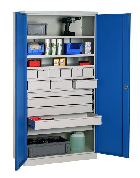 SOFAME ausgestatteter Werkstattschrank 1000x500x1950mm, 6 Schubladen + 3 Schubladen + 1 Schublade + 4 Schubladen + 5 Fachböden, Himmelblau, W030090029GCBI