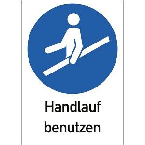 Moedel Handlauf benutzen ISO 7010, Kombischild, Kunststoff, 210x297 mm, 98867