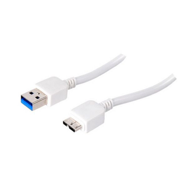 S-Conn Datenkabel Micro-USB 3.0 - USB A-Stecker 3.0 auf USB B-Micro Stecker, für Galaxy Note 3.0, weiß, 1,0m, 33909-W