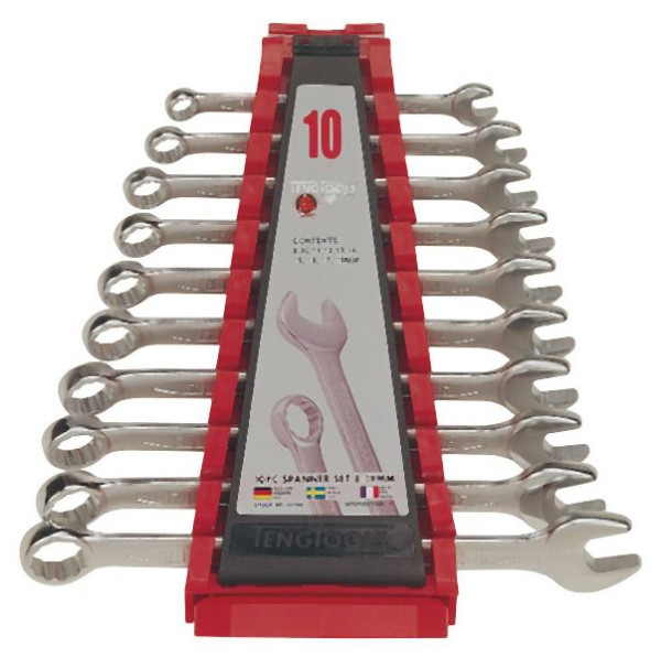Teng Tools Kombischlüssel-Set (8–19 mm), Kunststoffhalter, 10 Teile, 6510A
