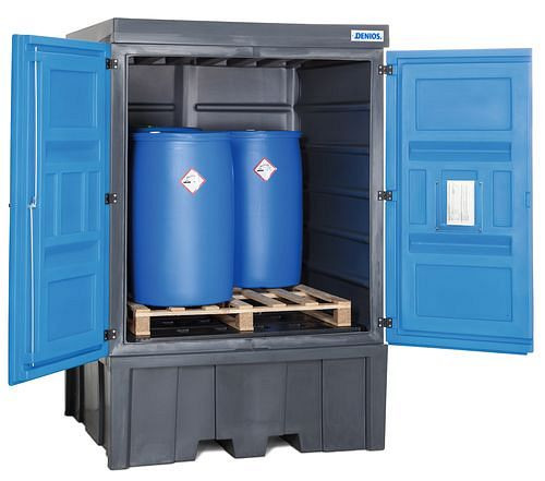 DENIOS PolySafe-Depot Typ C für 4 Fässer à 200 Liter oder 1 IBC à 1000 Liter, aus Kunststoff, 211946