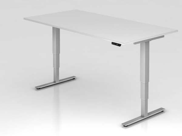 Hammerbacher Sitz-Steh-Schreibtisch elektrisch 200x100cm Weiß, Arbeitshöhe 63,5 -128,5 cm, VXDSM2E/W/S