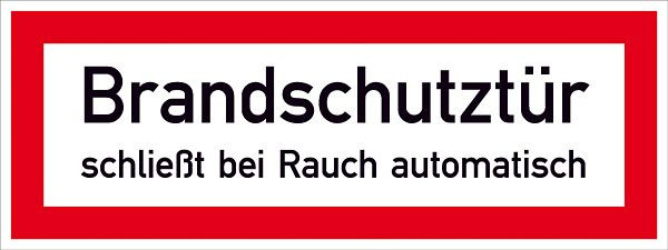 SafetyMarking Hinweisschild für die Feuerwehr, Brandschutztür schließt bei Rauch automatisch, BxH 29,7x10,5 cm, Folie, selbstklebend, 21.2548