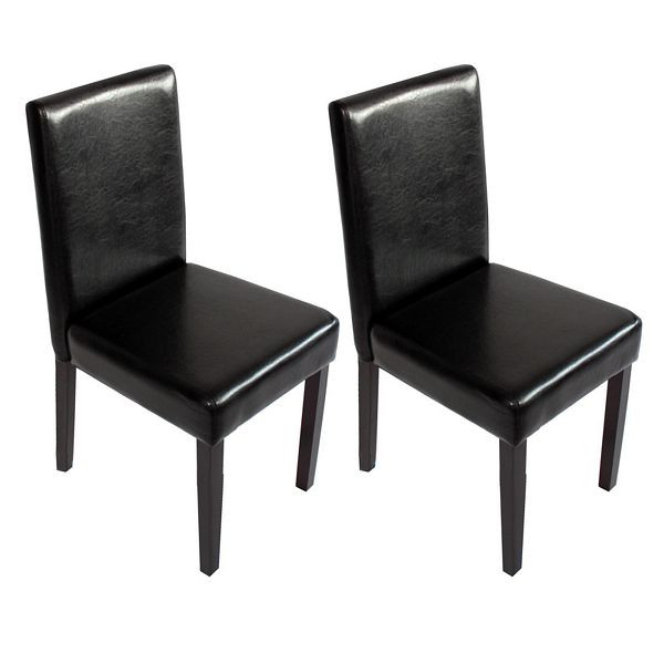 Mendler 2er-Set Esszimmerstuhl Stuhl Küchenstuhl Littau, Kunstleder, schwarz, dunkle Beine, 9818